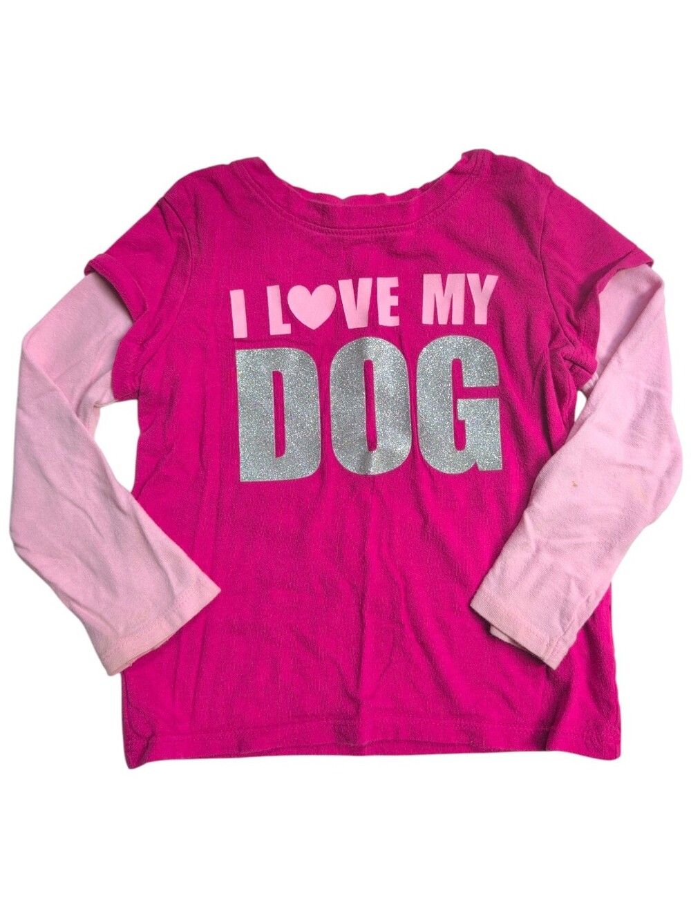 🍁2/$7🍁OLD NAVY Light And Dark Pink Love My Dog Ling Sleeve Shirt